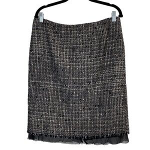 Classiques Entier black and white tweed skirt with chiffon ruffle hem